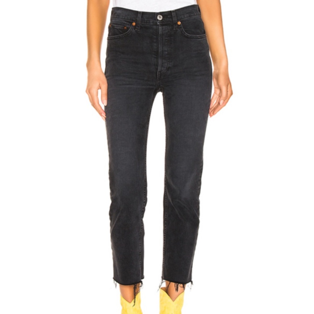 RE/DONE size 25 stovepipe washed black jeans 💕